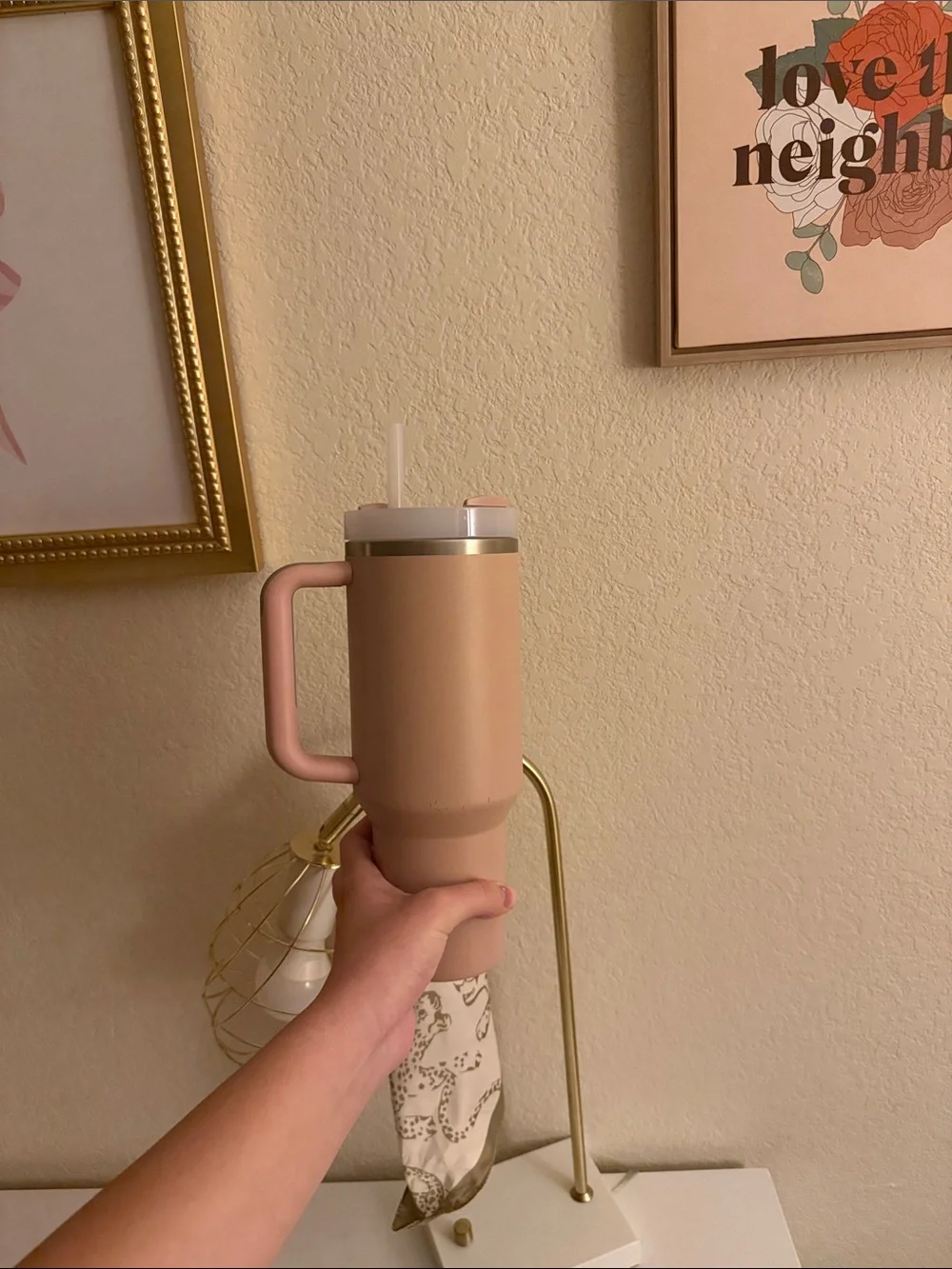 Stanley Matte Peach Travel Mug with Handle and Straw